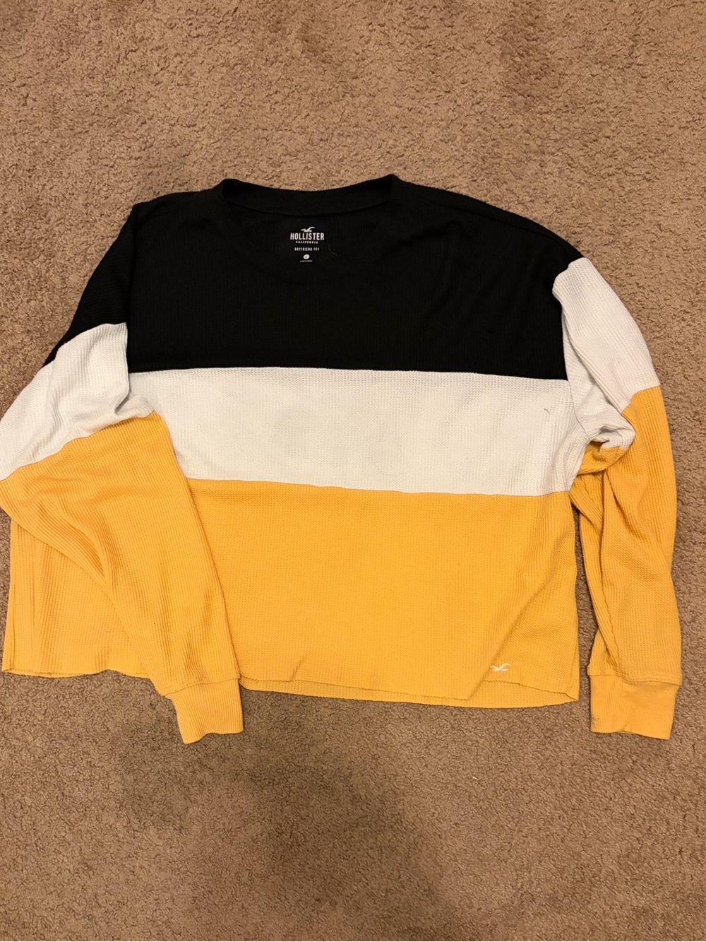 Hollister Ribbed Colorblock Pullover - Black, White & Yellow